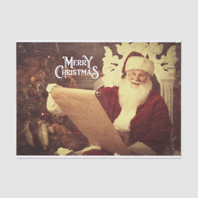 Papel De Seda Feliz Natal Papais noeis Vintage (Frente )