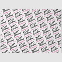 Papel De Seda Feliz Natal Personalizado Nome Rosa Trendência