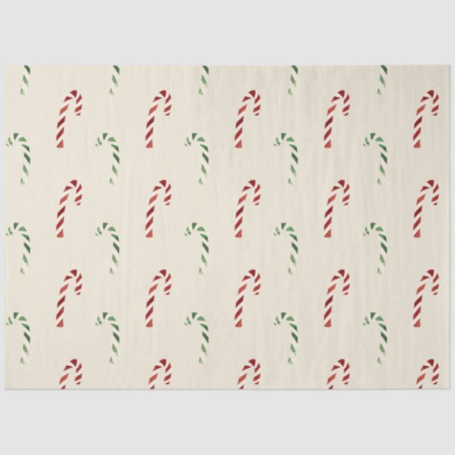 Papel De Seda Feliz Natal, Red e Green Candy Canes (Frente )
