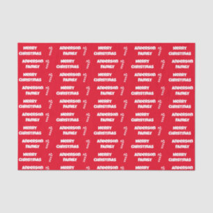 Papel De Seda Feliz Natal Red e White Name e Candy Canes