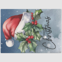 Papel De Seda Feliz Natal Santa Hat e Natal Holly