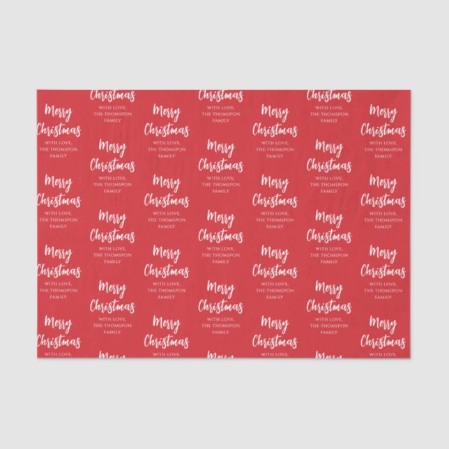 Papel De Seda Feliz Natal - Script de Caligrafia Simples Vermelh (Frente )