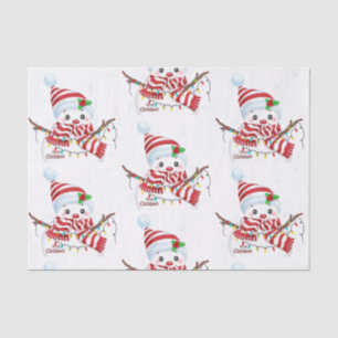 Papel De Seda Feliz Natal Snowman