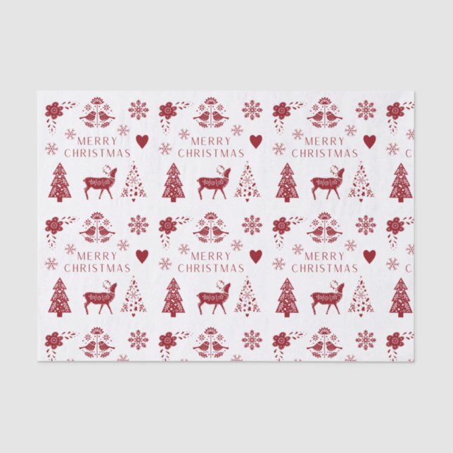Papel De Seda Feliz Natal Vermelho e Branco (Frente )