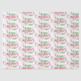 Papel De Seda Feliz Natal Vermelho Verde Festivo Tipografia Fest