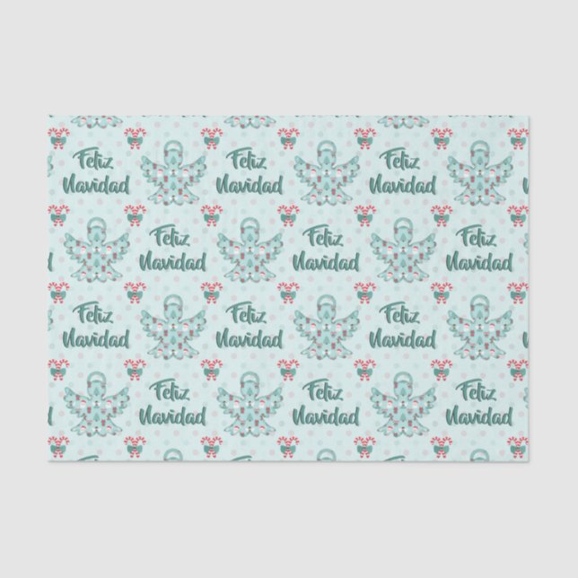 Papel De Seda Feliz Navidad Angel Cutout (Frente )