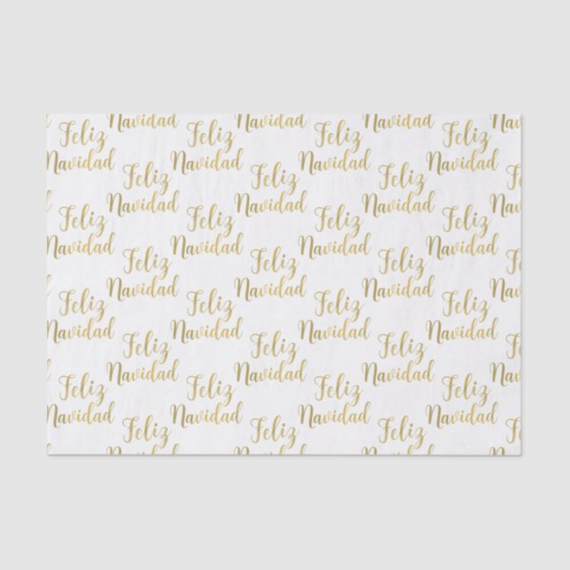 Papel De Seda Feliz Navidad Felry Natal Dourado Feriado (Frente )