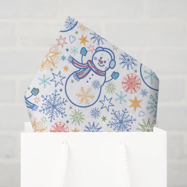 Papel De Seda Feliz Neve Azul (Sacola de presentes)