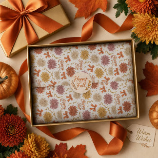 Papel De Seda Feliz Outono Crisântemo Floral de Outono Mums