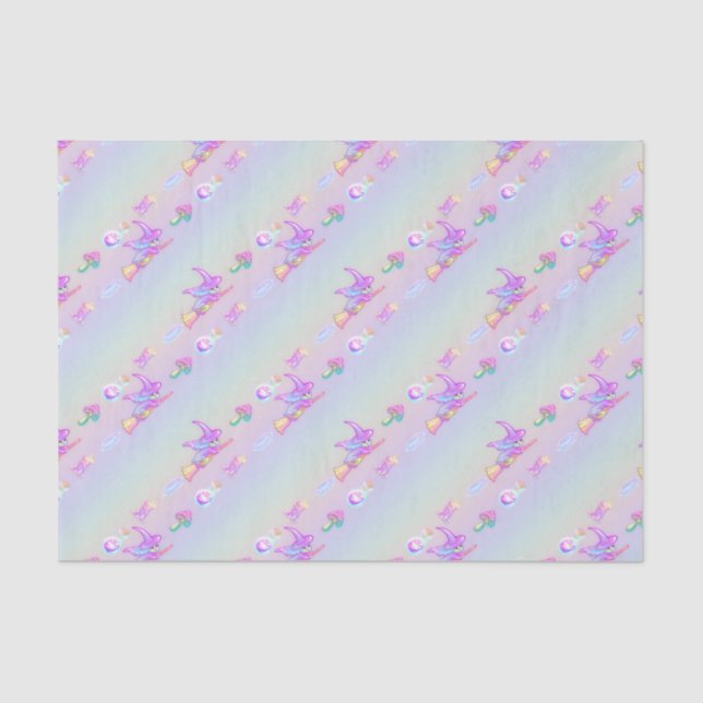 Papel De Seda Feliz padrão de feiticeiro brilhante Pastel Rainbo (Frente )