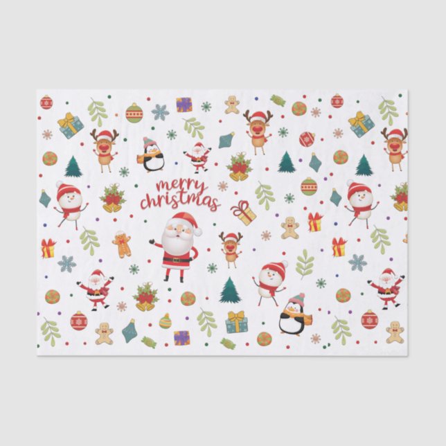 Papel De Seda Feliz Padrão de Natal (Frente )