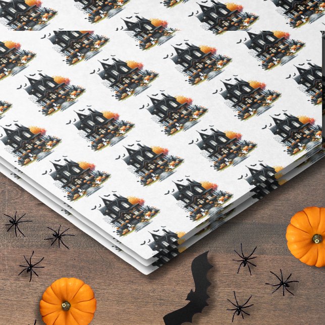 Papel De Seda Feliz Padrão de Spooky do Halloween (Happy Halloween Spooky Pattern Tissue Paper)
