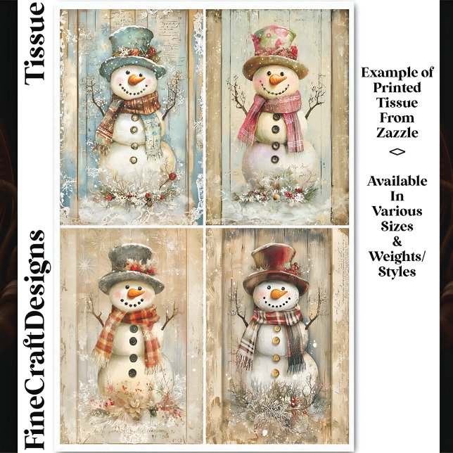 Papel De Seda Feliz Snowmen Russo, Chapéu, Desligamento Scarf DQ (Criador carregado)