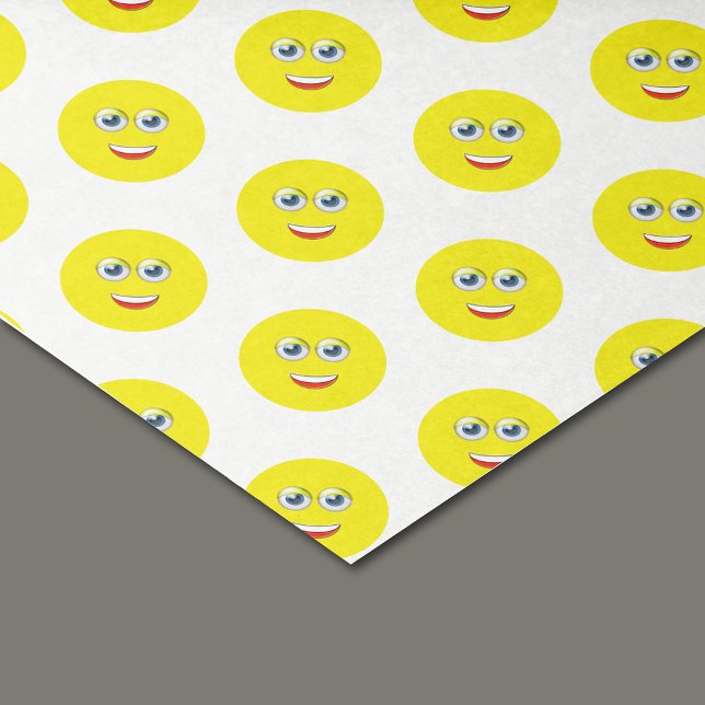 Papel De Seda Feliz Sorriso - Padrão Emoji Amarelo (Criador carregado)