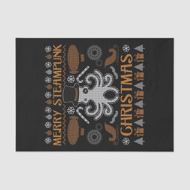 Papel De Seda Feliz Steampunk Natal Octopus Top Hears (Frente )