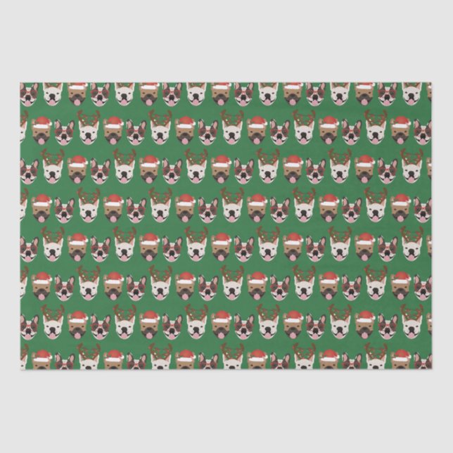 Papel De Seda Feliz Woofmas Bolsas Francesas Cabeças de Natal (Frente )