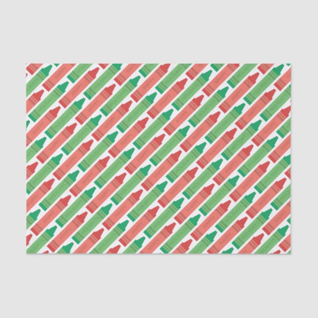 Papel De Seda Felizes Feriados, Vermelhos e Verdes (Frente )