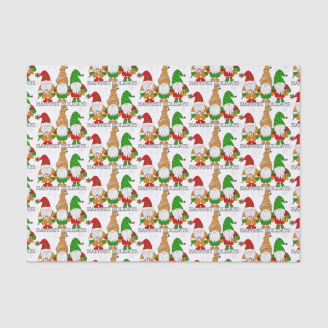 Papel De Seda Felizes Festas de Natal Gnomos Festivos (Frente )