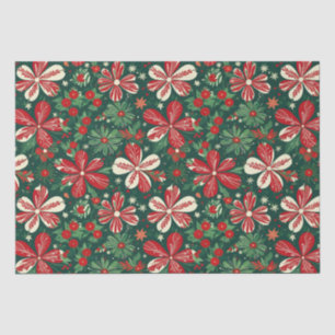 Papel De Seda Felizes Flores e Estrelas de Natal