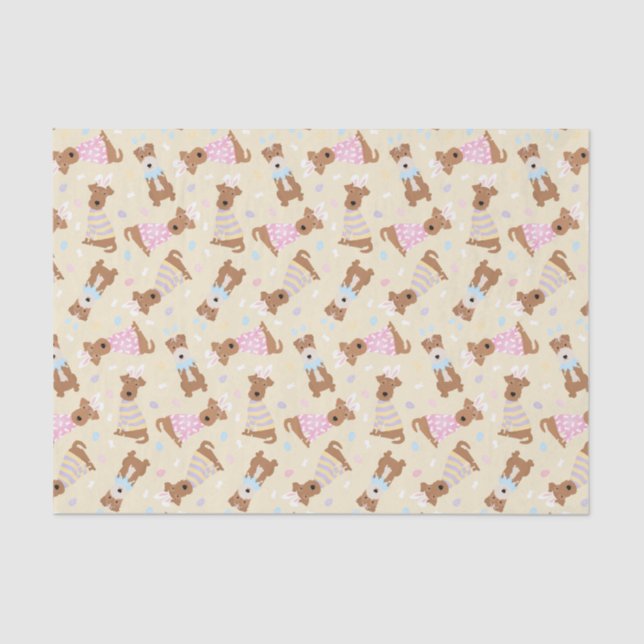 Papel De Seda Felz pascoa Welsh Terrier Dogs (Frente )