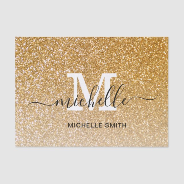 Papel De Seda Feminino Chique Monograma Script Feminino  (Frente )