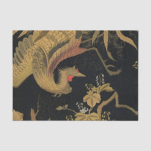 Papel De Seda Fenix Dourada Japonesa Vintage Black Bird