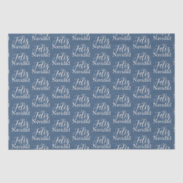 Papel De Seda Feriado Azul de Natal Feliz Navidad Modern