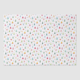 Papel De Seda Feriado Colorido das Árvores de Natal de Aquarela