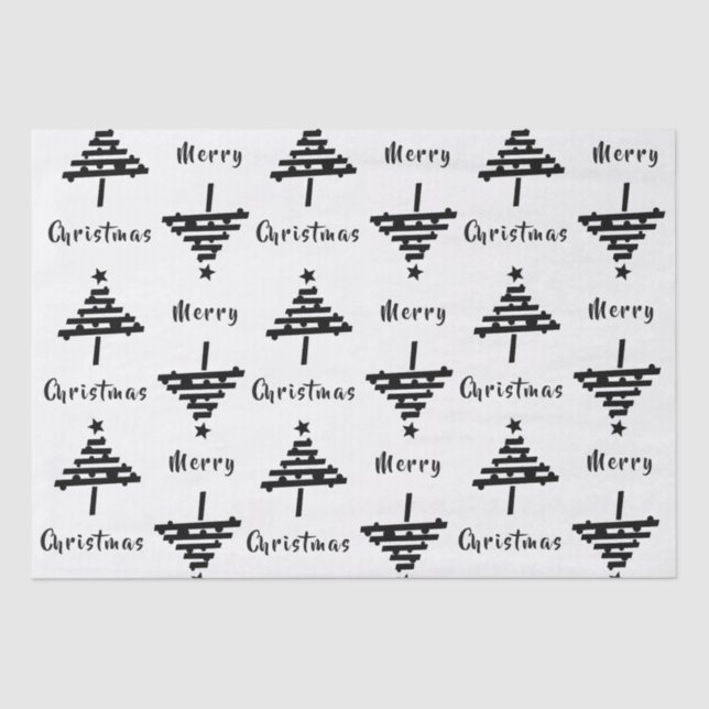 Papel De Seda Feriado de Árvore de Natal Branca Festiva Moderno (Frente )