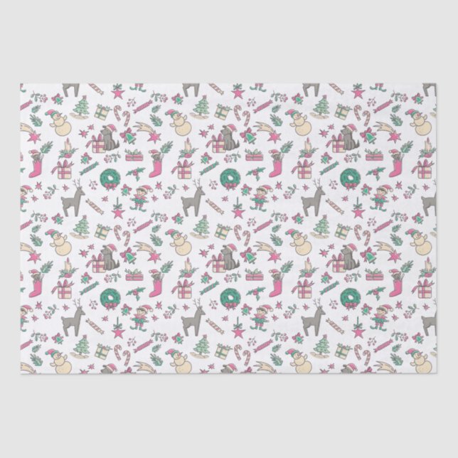 Papel De Seda Feriado de Mão Bonita Desenhou o Natal (Frente )