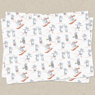 Papel De Seda Feriado de Mice de inverno