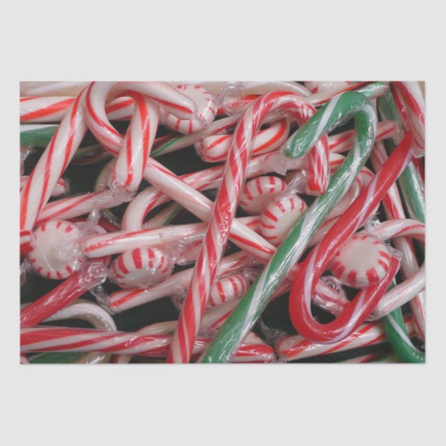 Papel De Seda Feriado de Natal Candy Canes and Peppermints (Frente )