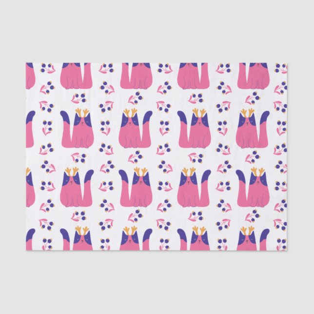 Papel De Seda Feriado de Natal de Cat Reindeer (Frente )