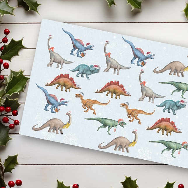 Papel De Seda Feriado de Natal divertido Dinossaur Padrão de Aqu (Criador carregado)