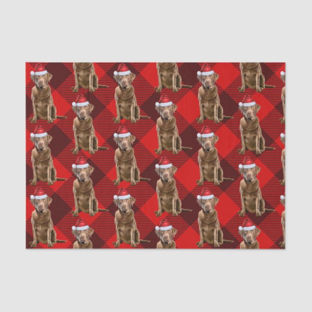 Papel De Seda Feriado de Natal do Cão de Retriever da Baía Chesa (Frente )