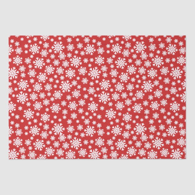 Papel De Seda Feriado de Natal em Flocos Brancos Vermelhos (Frente )