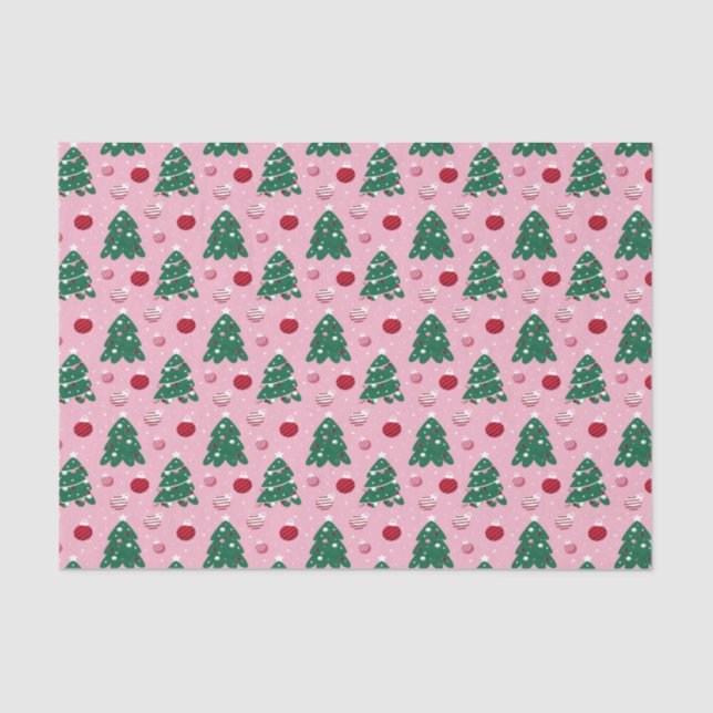 Papel De Seda Feriado de Natal Pink Sweet Greenery (Frente )