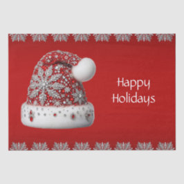 Papel De Seda Feriado de Natal Red Santa Hat