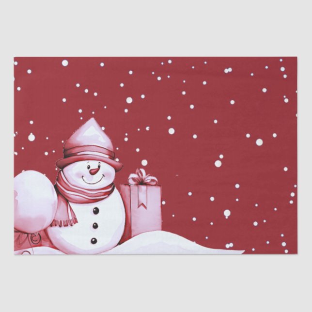 Papel De Seda Feriado de Natal Red Snowman (Frente )