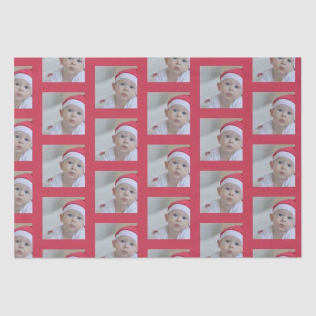 Papel De Seda Feriado de Padrão de Foto Personalizado (Frente )