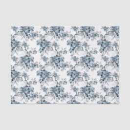 Papel De Seda Feriado de Padrão Floral Azul e Cinza de Aquarela