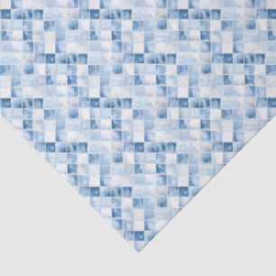 Papel De Seda Feriado do Padrão de Verificação Azul Dusty