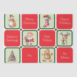 Papel De Seda Feriado e Natal em Quadrados