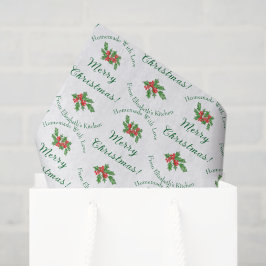 Papel De Seda Feriado Editável Baking Gift Branco Feliz Natal