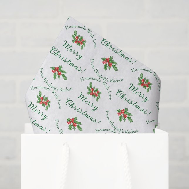 Papel De Seda Feriado Editável Baking Gift Branco Feliz Natal (Sacola de presentes)