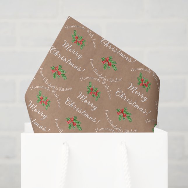 Papel De Seda Feriado Editável Baking Gift Brown Feliz Natal (Sacola de presentes)