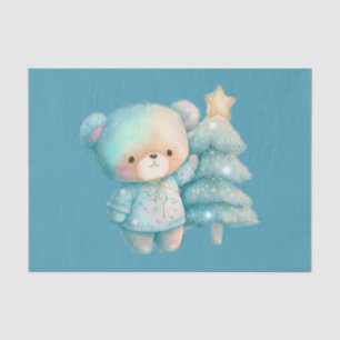 Papel De Seda Feriado em Urso Bonito e Árvore de Natal