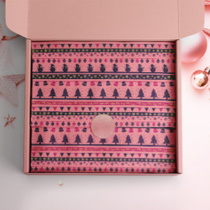 Papel De Seda Feriado Festivo Rosa e Púrpura Cheque