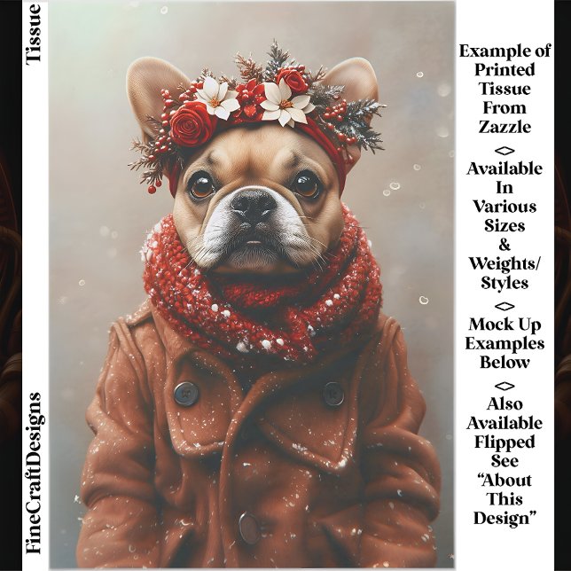Papel De Seda Feriado Frenchie, Tiaro Floral EE1L Decoupage (Criador carregado)