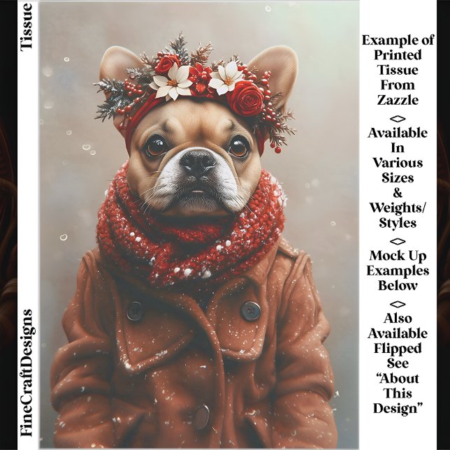 Papel De Seda Feriado Frenchie, Tiaro Floral EE1R Decoupage (Criador carregado)